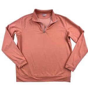 Peter Millar breathable orange quarter zip long sleeve pullover, size Large